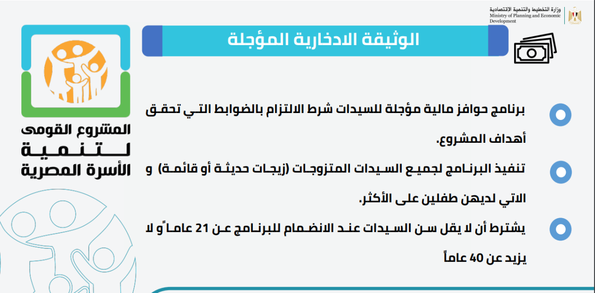 تفاصيل مشروع تنمية الأسرة المصرية