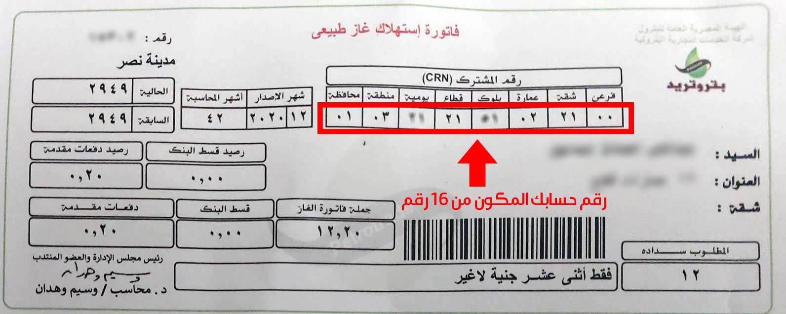 فاتورة الغاز 