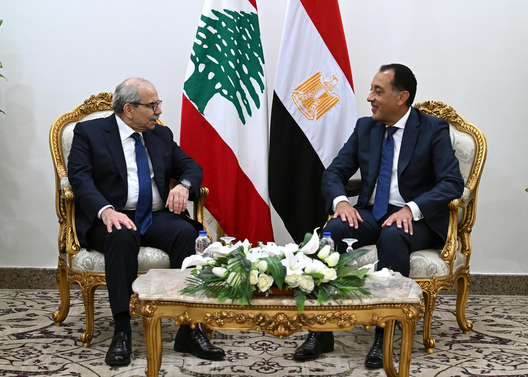 لقاء رئيسي وزراء مصر ولبنان